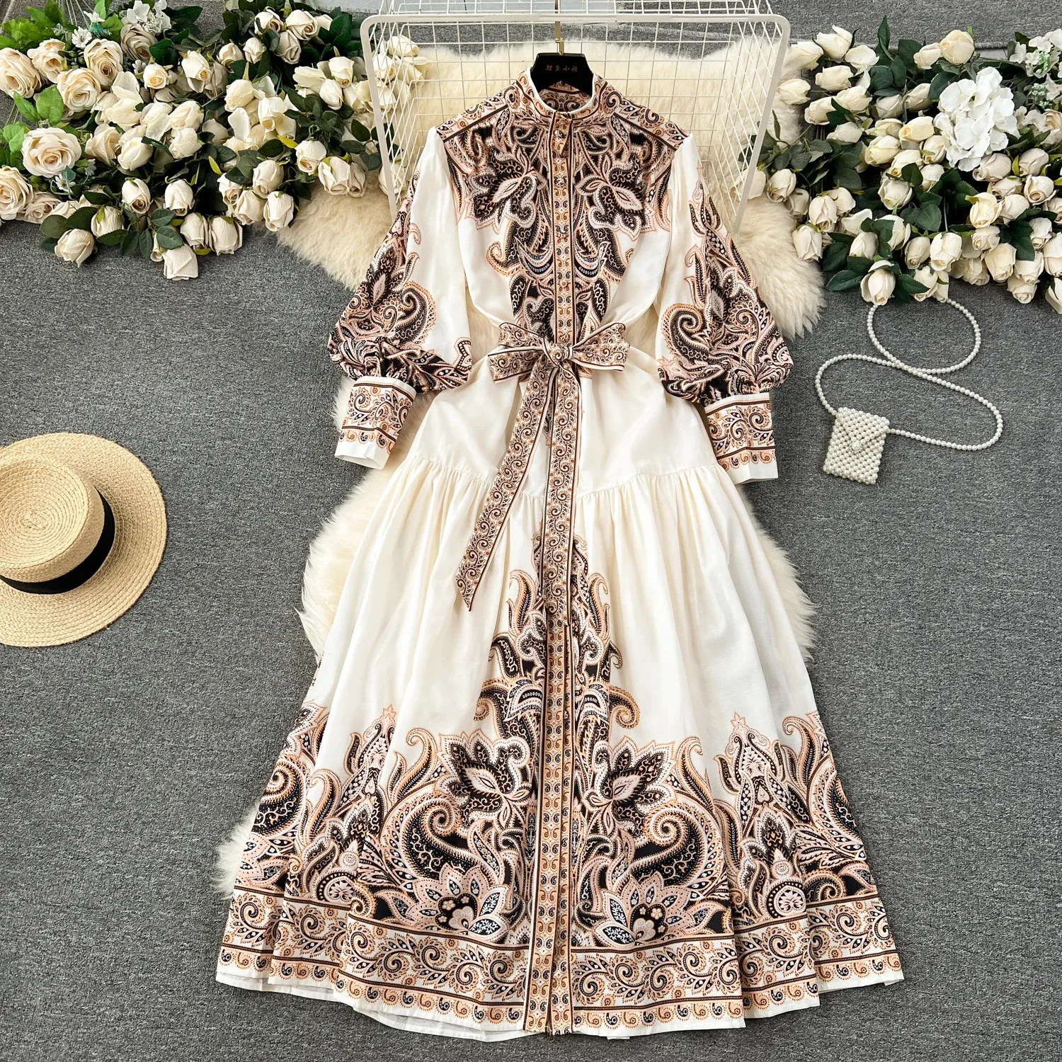 Sale!DVF★Evrin ドレス★ DHgate.com:Elegant Vintage Print Long Sleeve Dress - A-Line