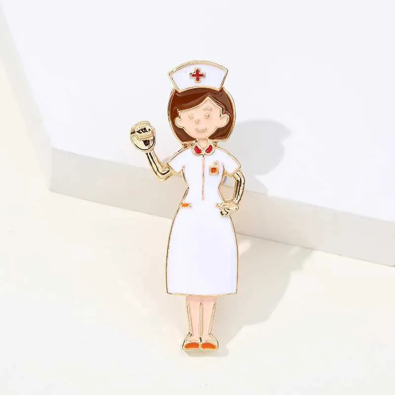 かわいいエナメルナース形状のピンレディースブローチファッショナブル