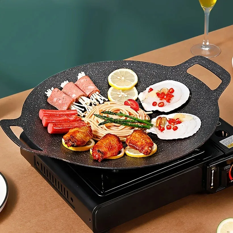 Cooking Non Stick Double Griddle Cast Iron Baking Tray Double