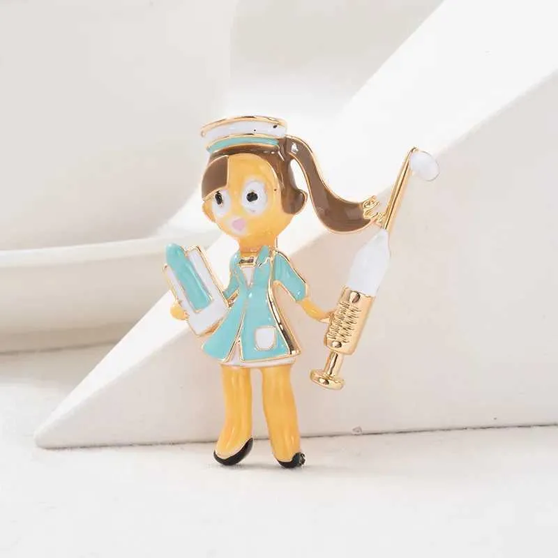かわいいエナメルナース形状のピンレディースブローチファッショナブル