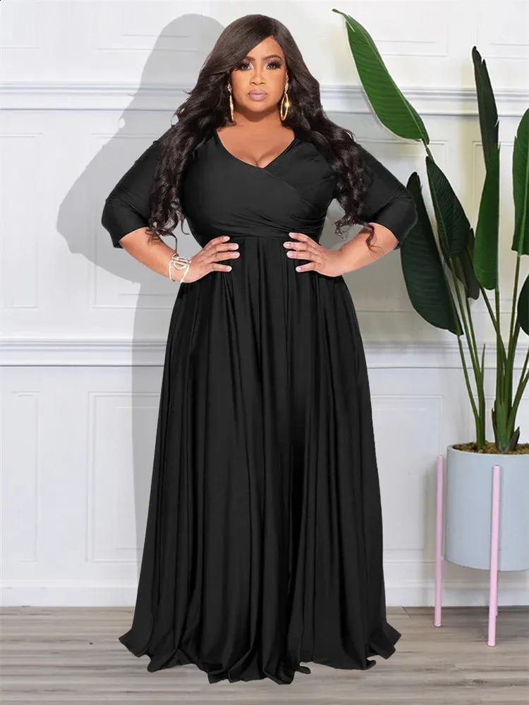 Elegant Maxi Dresses for Women Fall Plus Size V Neck Party Dresses Wholesale