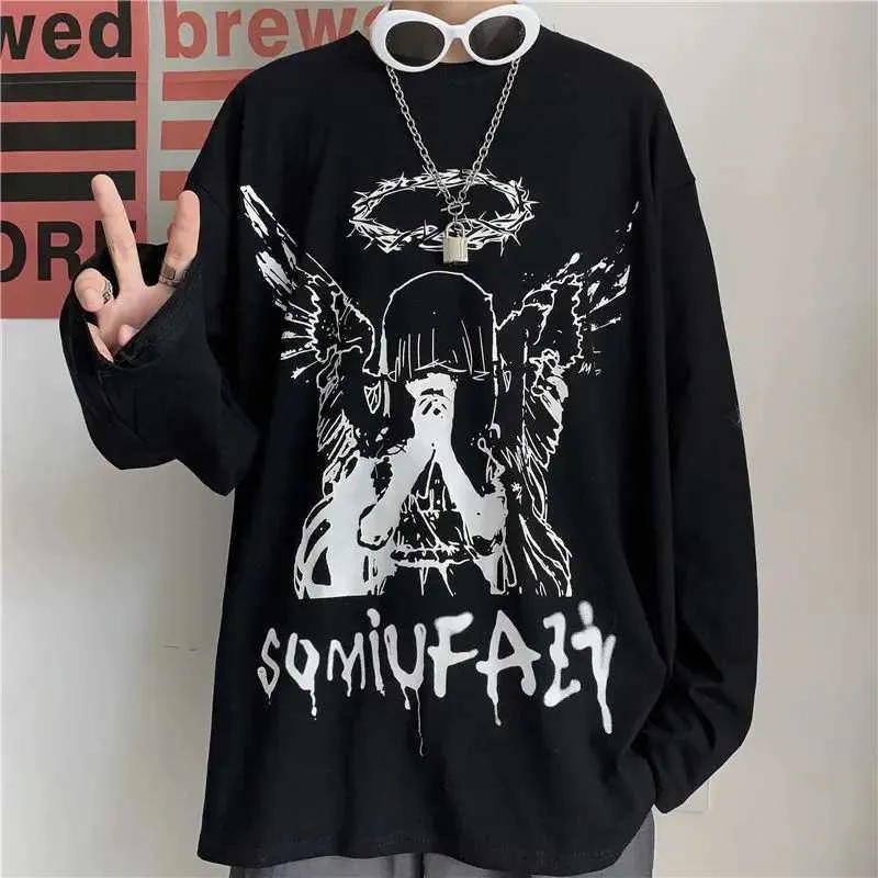 Men's Gothic Retro Denim Shirt – Lace-Up V-Neck Long Sleeve Tee (Cotton Blend, Multiple Sizes)