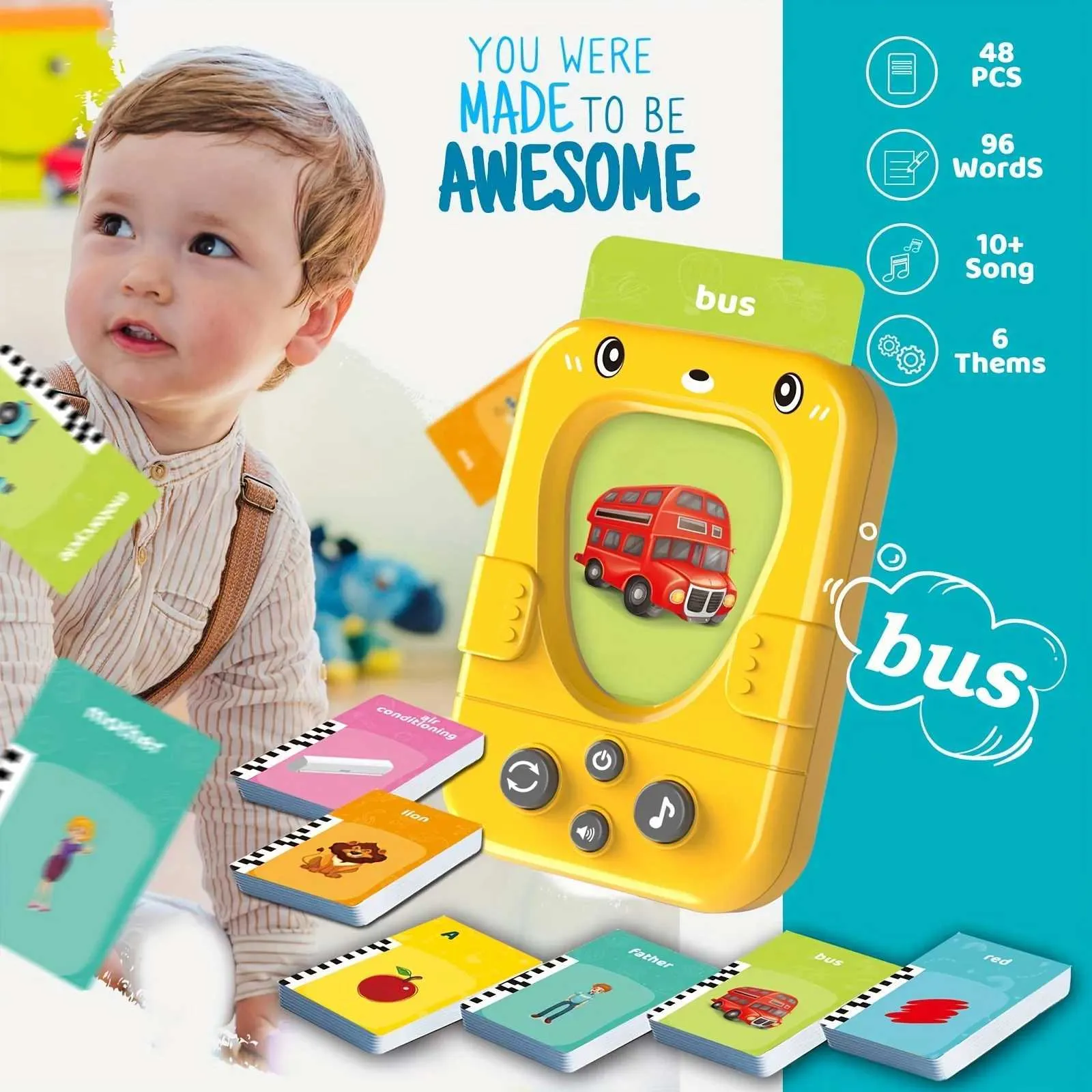 Card Word Reader Toy Interactive Talking compact flash card reader for...