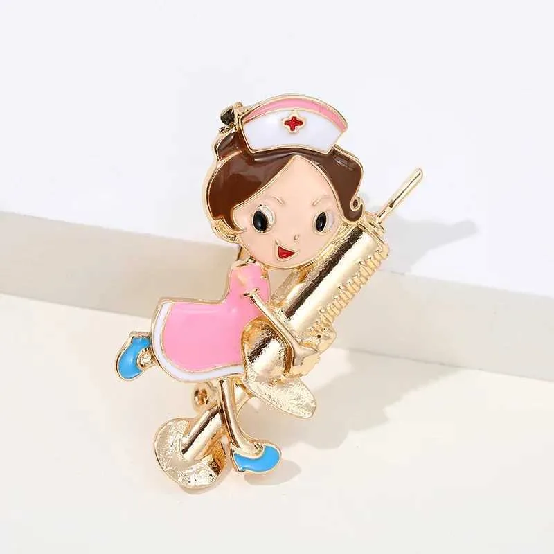 かわいいエナメルナース形状のピンレディースブローチファッショナブル