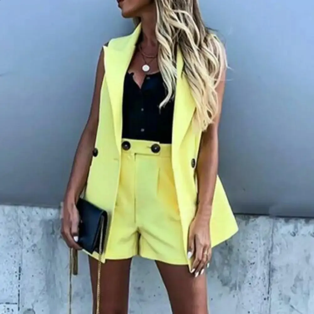 Ensemble Blazer 2 Pièces Pour Femme - Gilet Sans Manches Et Short, Léger, Style Y2K Pour L'été