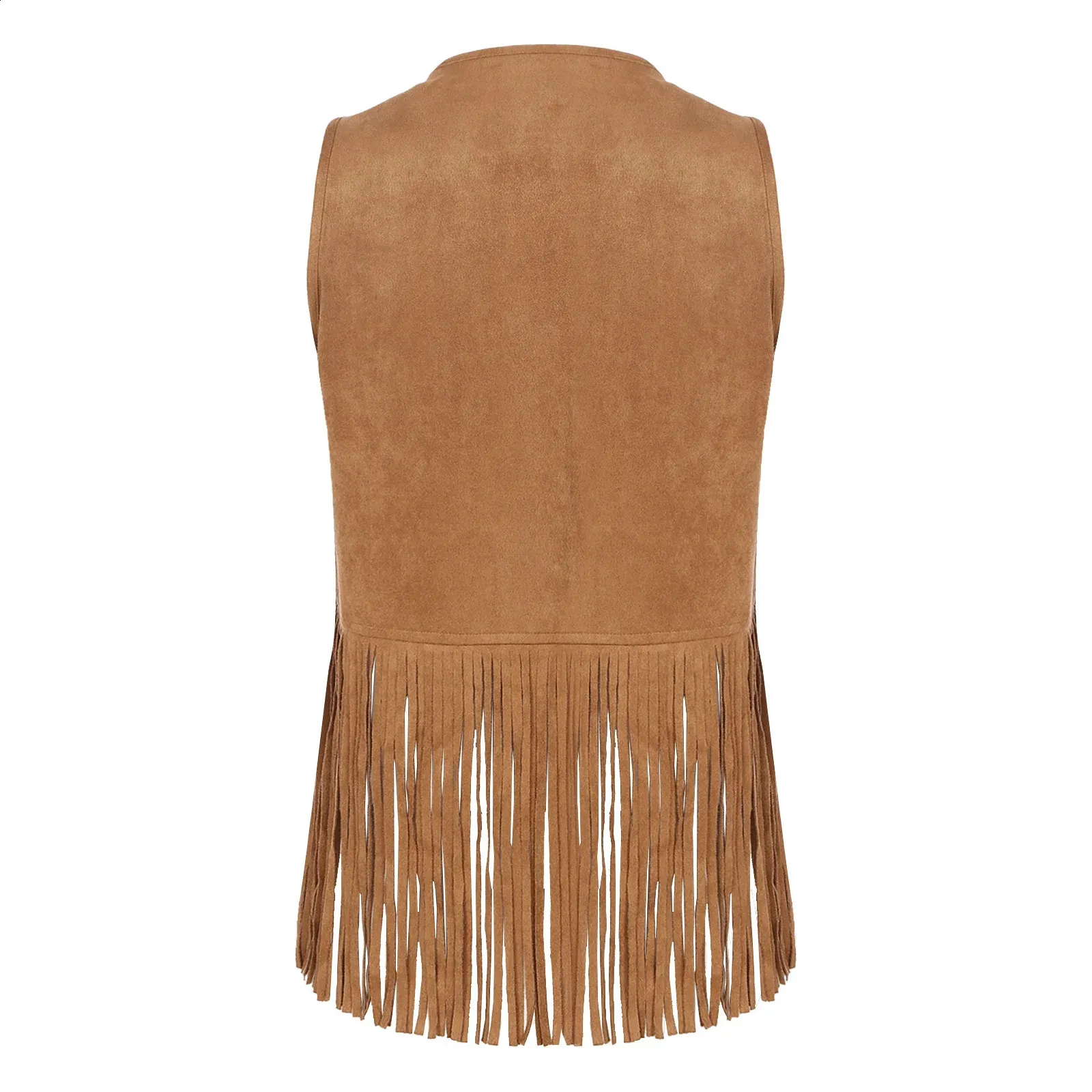 Faux Fur Jacket Womens Suede Fringe Vest - Sleeveless Open