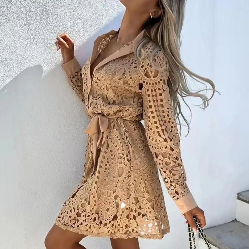 lace grad dress Slit Glamorous Lace Black Long-Sleeve Prom Dress Evening Dress US16 / Black main image 0