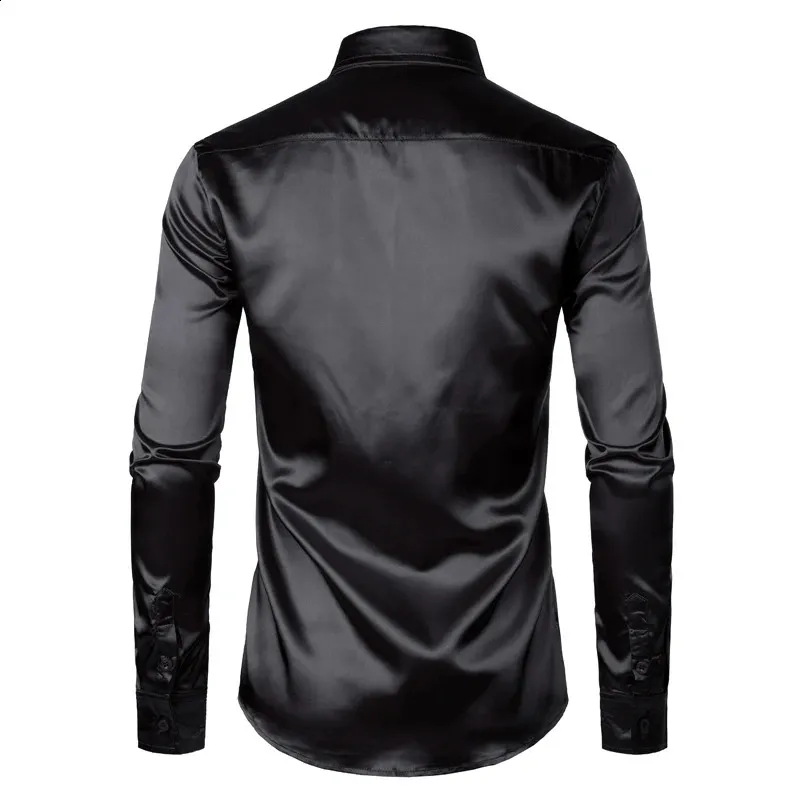 black silk dress shirt mens Stunning Black Colored SILK Formal Shirt For Men XL(42) / SILK / Black