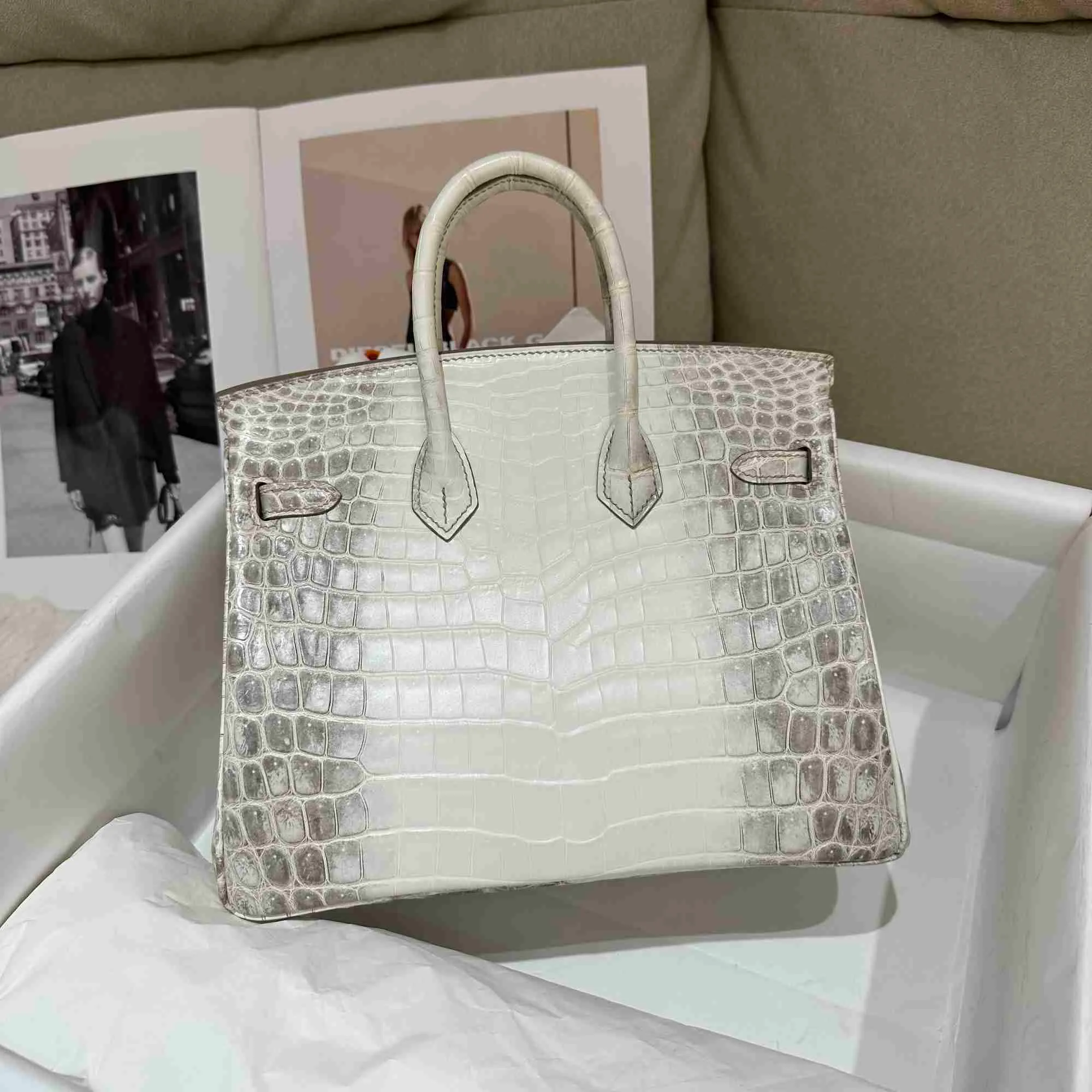 バッグ crocodile pattern silver gimmick bag DHgate.com:Himalayan White Crocodile Leather Silver Buckle