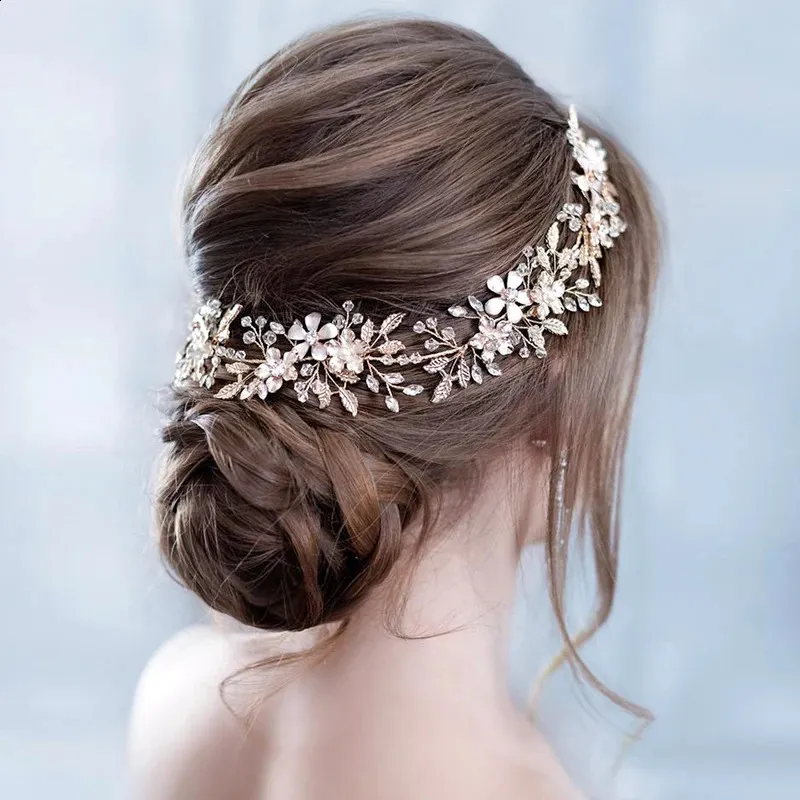 Elegant Rhinestone Headband for Women | Baroque Leaf Flower Hair Accessories Amazon.com: Jumwrit Bride Wedding Headband Flower Leaves  main image 2