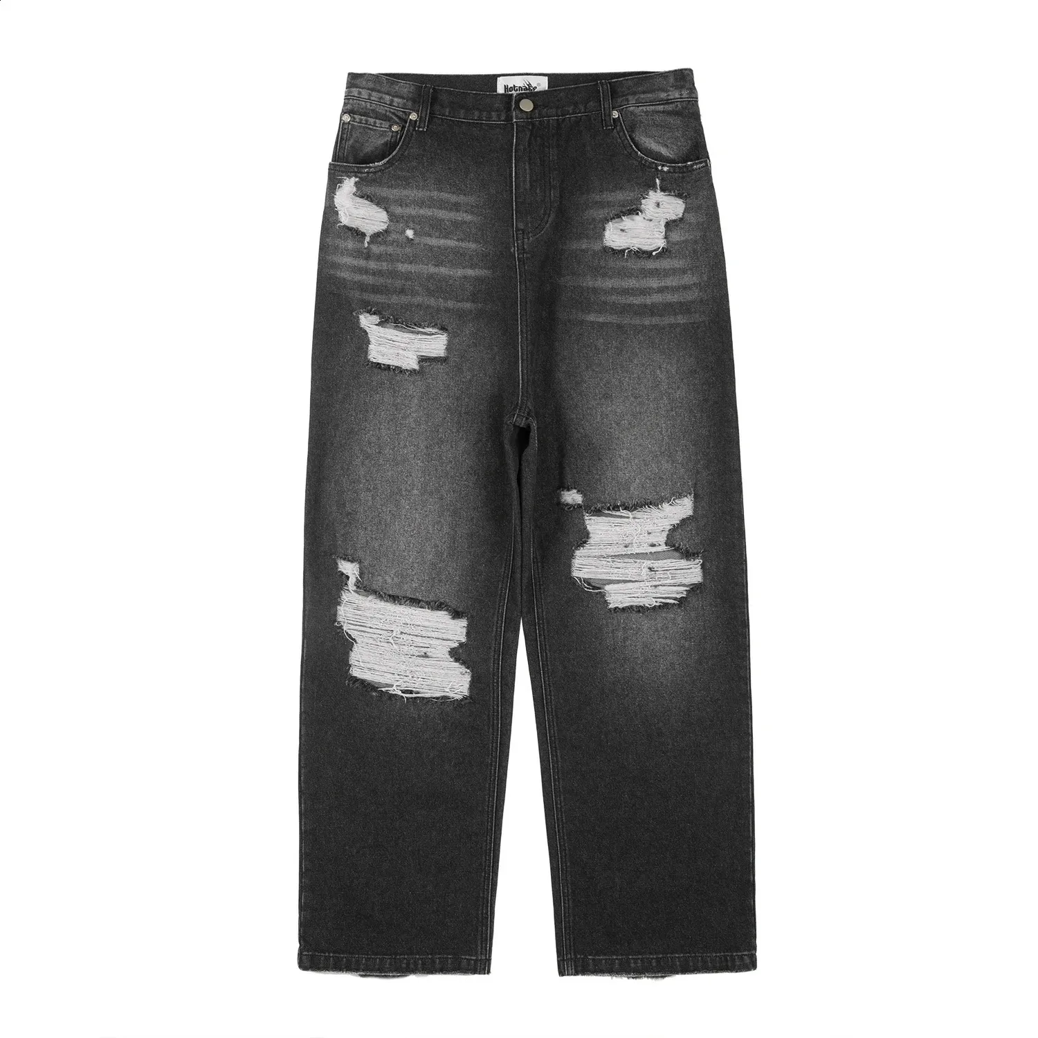 Men's Hip Hop Washed Knee Hole Baggy baggy jeans with