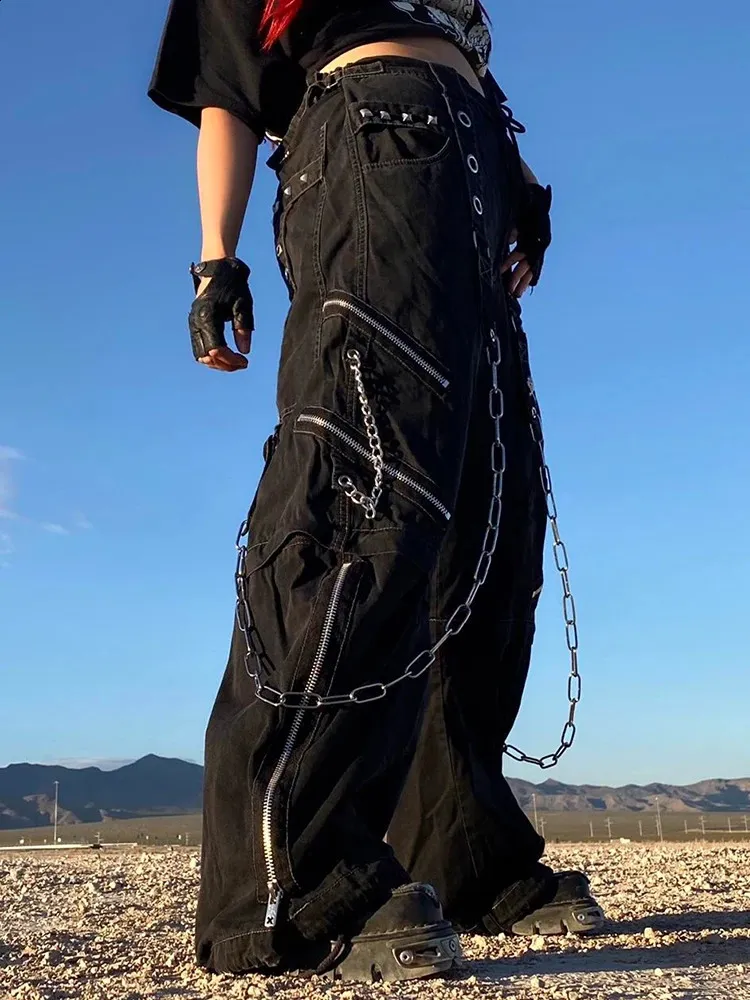 Cyberpunk Cargo Pants - Womens Baggy Hip Hop Trousers