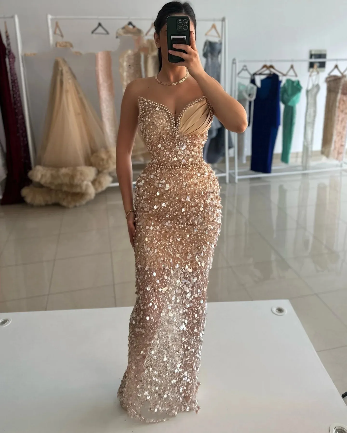 Fashion Evening Dress for Women Sweetheart Neck Sleeveless Beaded Sequins  Floor-Length Gown from Dhgate Evening Dresses - price 199.05