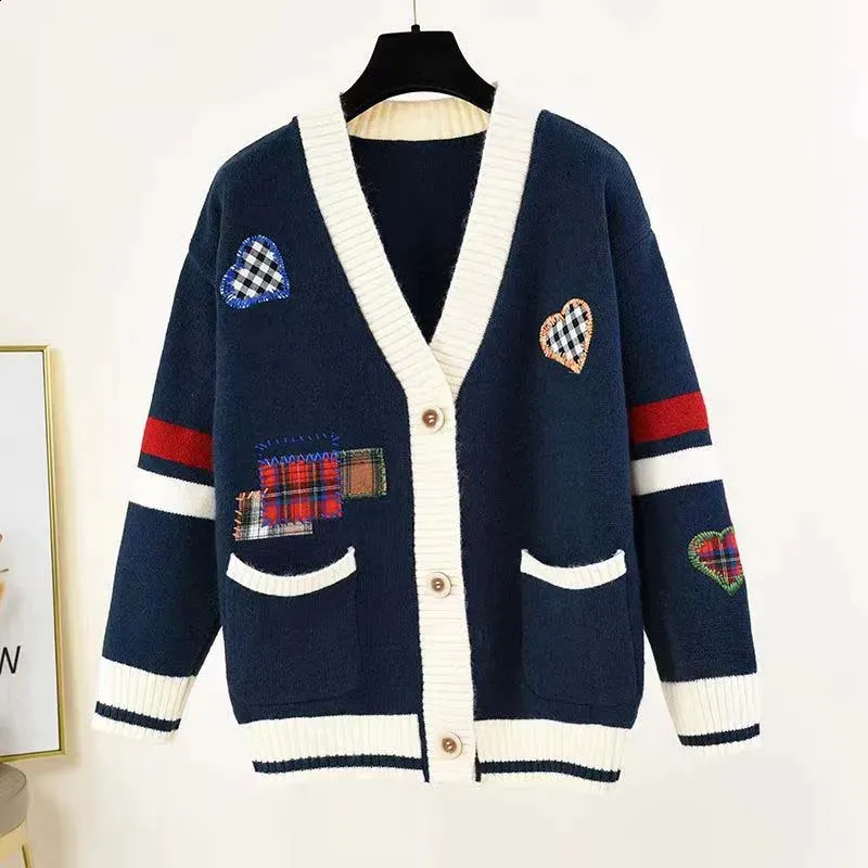 Color-block V-Neck Love cardigan with patches for Men and Color-block V-Neck Love cardigan with patches for Men and