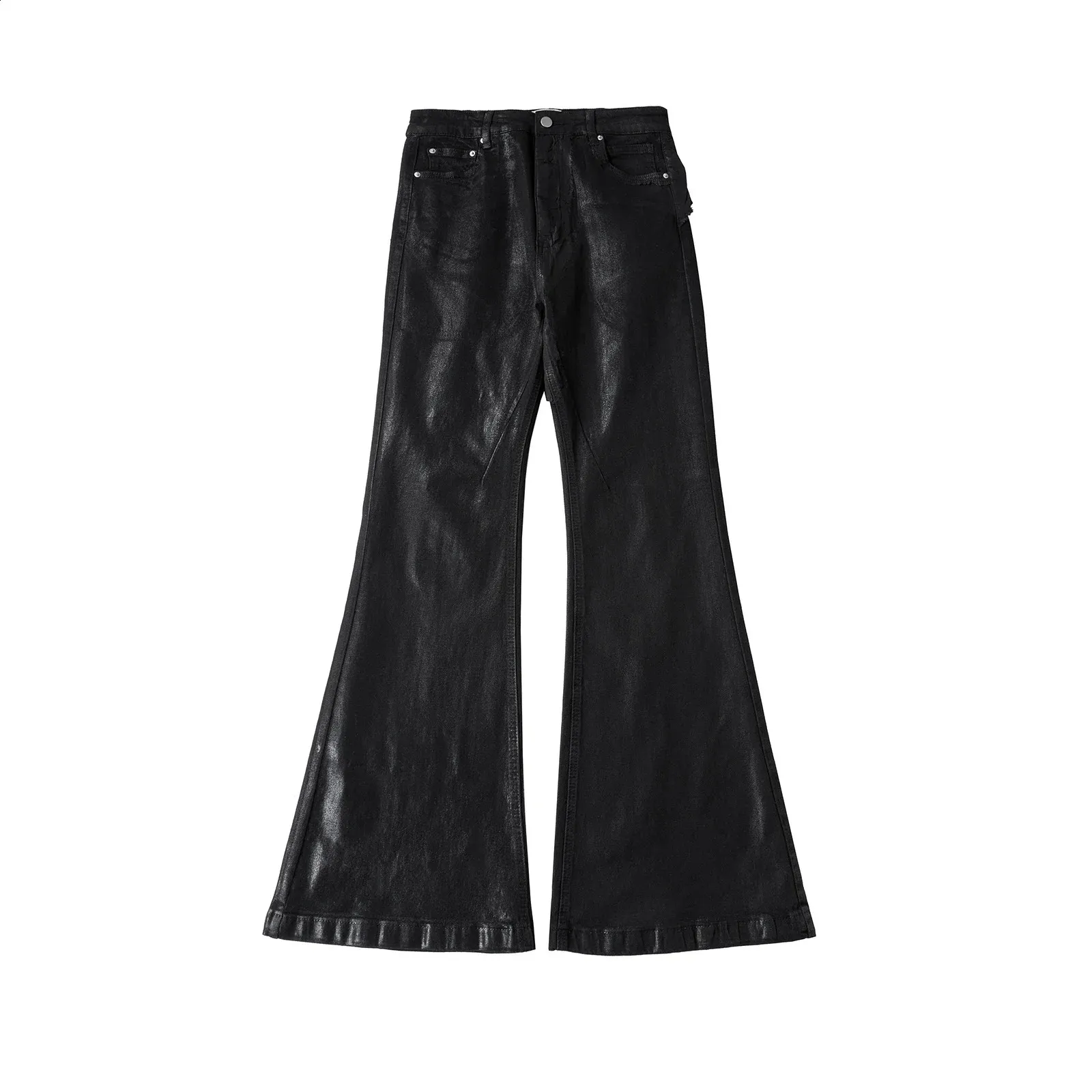 Waxed Leather Stretch Denim Jeans: Versatile Streetwear for