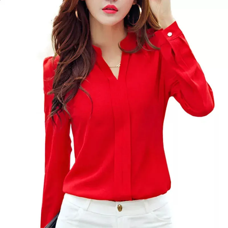 red flowy blouse