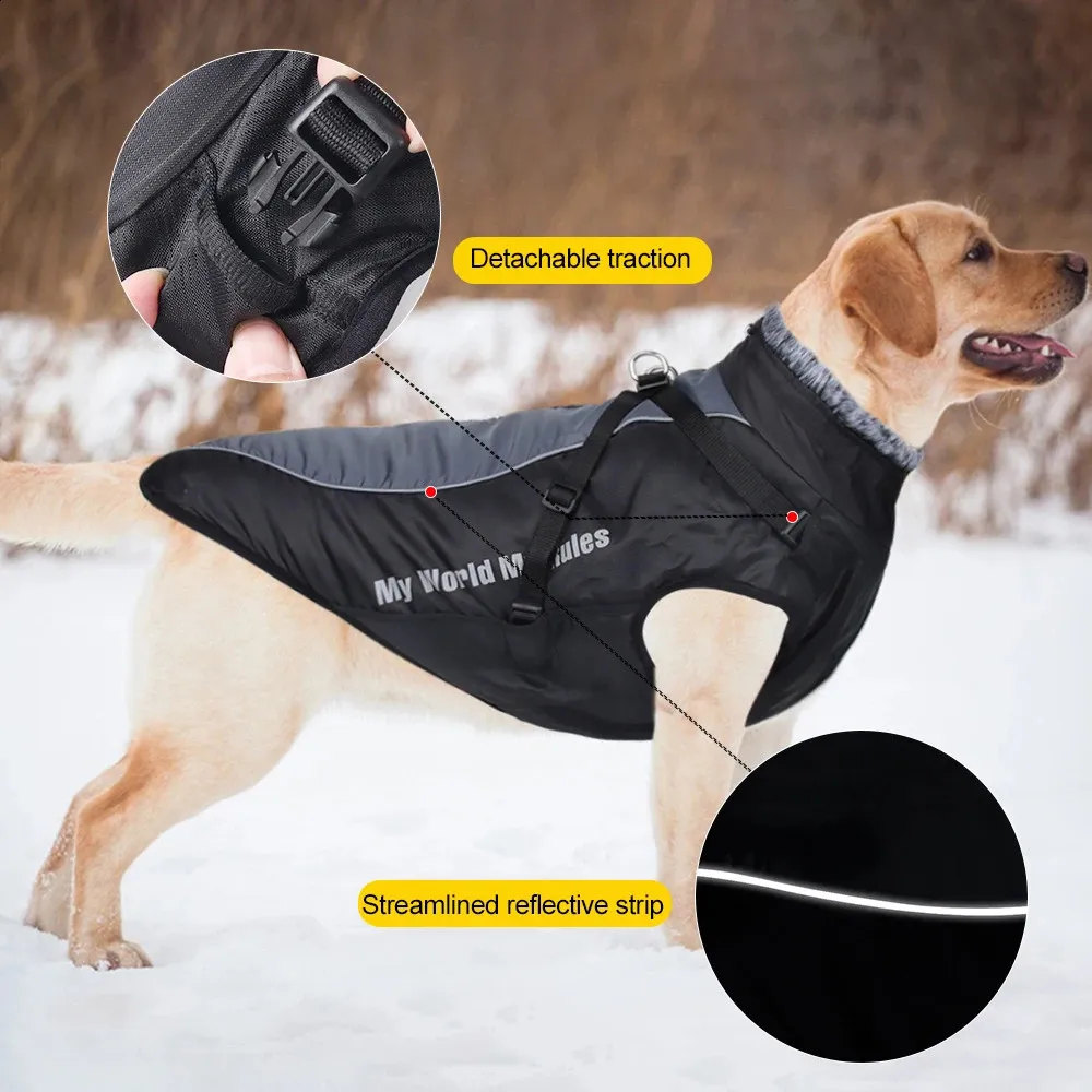 Winter Waterproof Large Dog Jacket for Cold Weather Warm Pet Dog Vest Coat