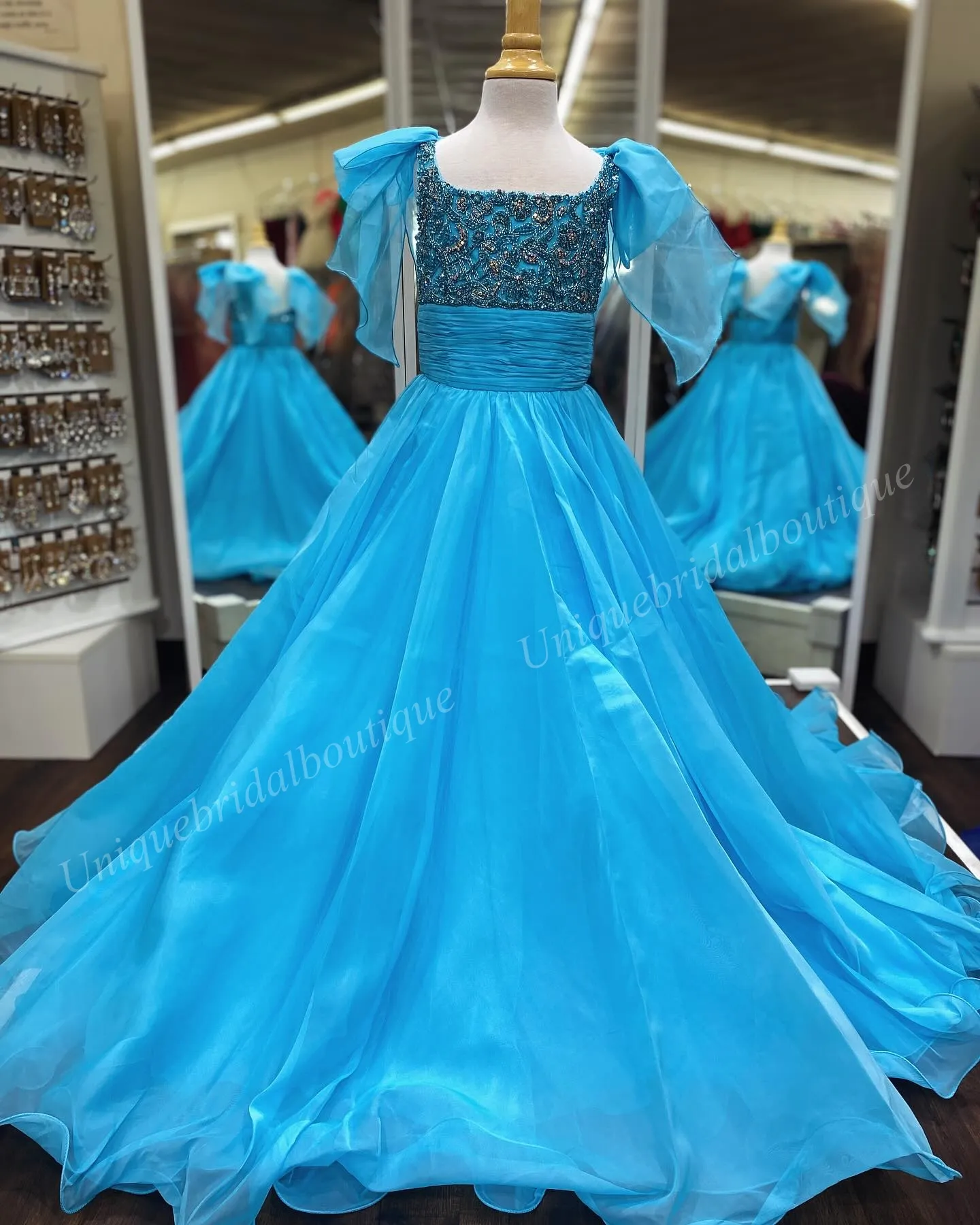 Junior Party Dresses: Orange Formal Gown With Bows,... From  Uniquebridalboutique, $108.42