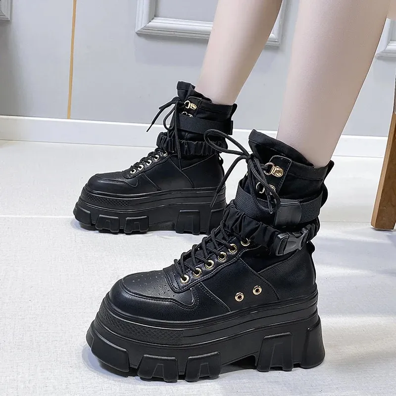 Women's Chunky Heel Ankle Boots - Goth Motorcycle Combat Platform Booties