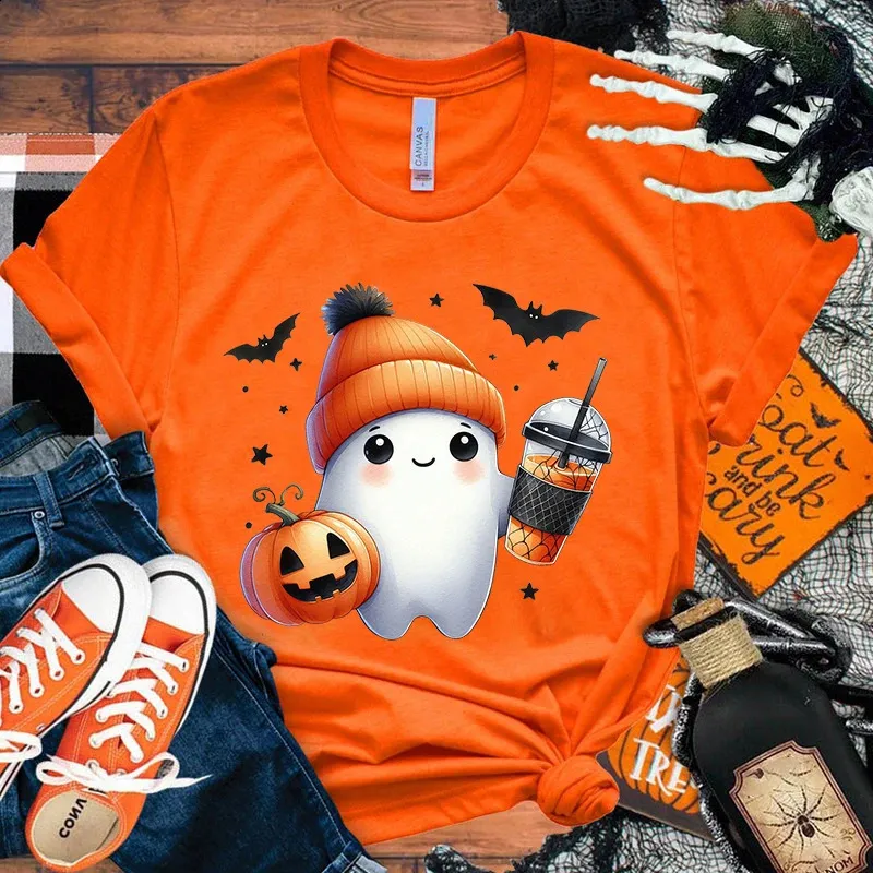 Camisetas De Terror: Camiseta De Estampado Gráfico De Calabaza De