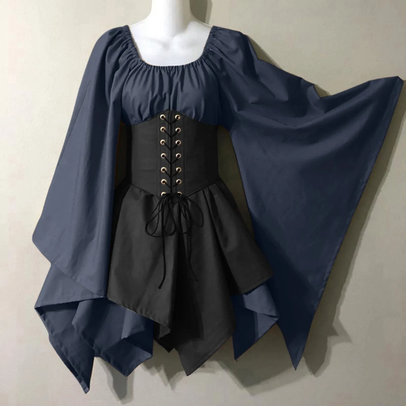 Medieval Irish corset top dress with flared sleeves and corsets for Halloween. Medieval Irish corset top dress with flared sleeves and corsets for Halloween.