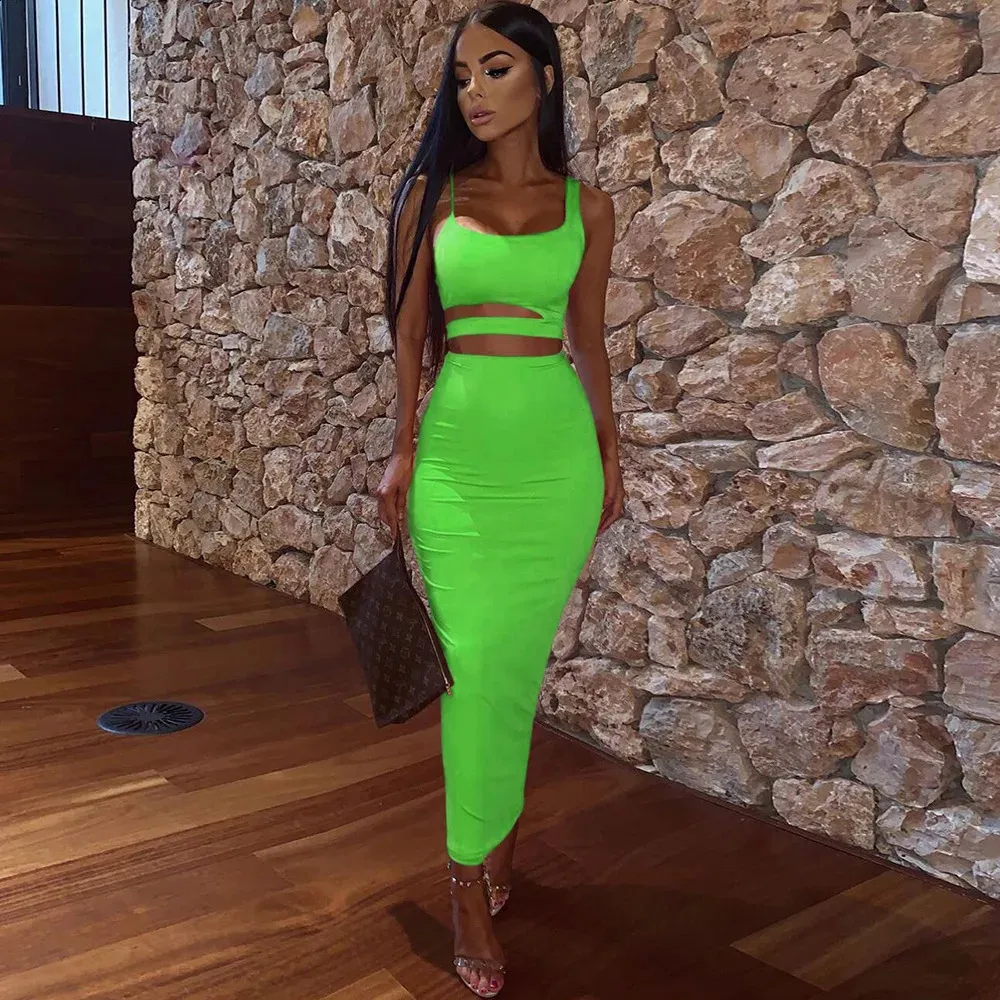 slim fit dress slacks Lime Green Two Piece Set Small