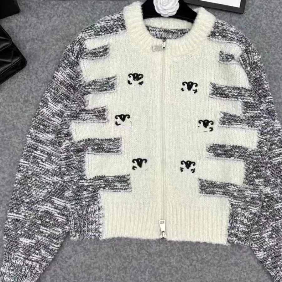 Zipper front knitted sweater hotsell