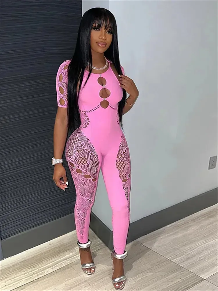 Pink bodycon jumpsuit hotsell