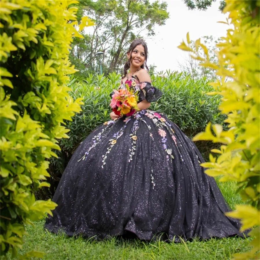 black party dress 16 Gorgeous Black Sweetheart Crystal Ball Gown Sweet 16 Dress, Black Party Gown