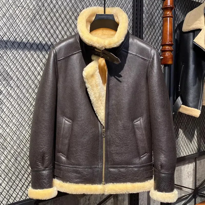 Premium Quality Real Sheepskin Leather Fur Coat Mens Best Seller Flight  Jacket Style Shop Now!