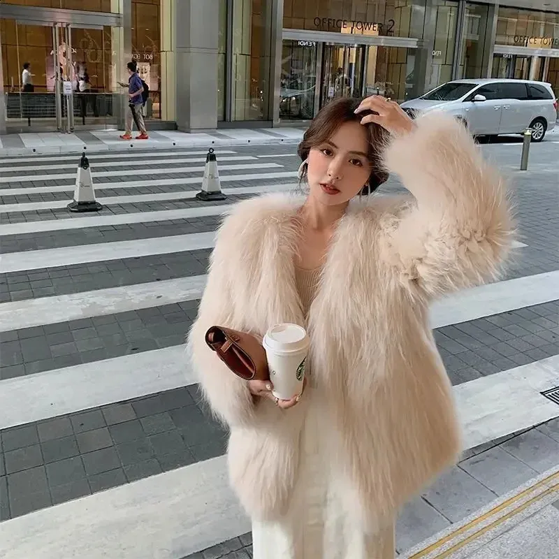 Off Shoulder Faux Fur Jackets Cozy Insflare Sleeves for Trendy Winter Warmth