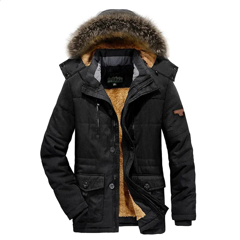 ジャケット・アウター fur docking multi pocket hooded coat Premium Quality Mens Coats for Winter: Hooded Warm Parka