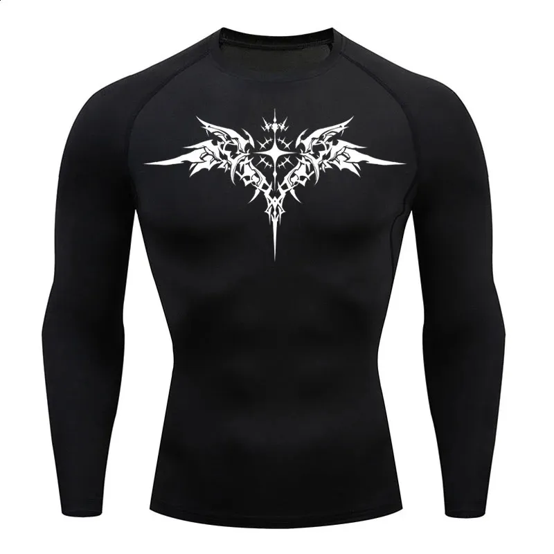 Y2K Print Running Compression Top: Quick-Dry Long Sleeve