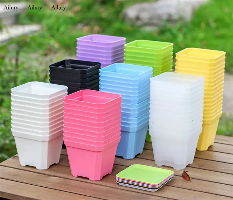 10 cm Colorful Anise Thickened Plastic Square Grow Bags for Small
