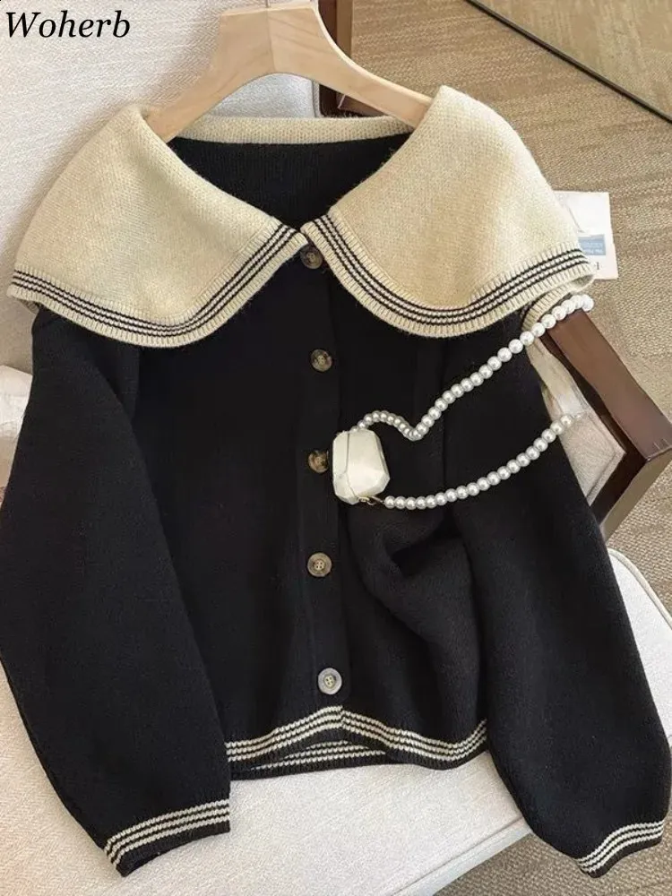 Y2K Pink Jacket Korean Style Sweater Peter Pan Collar Cardigan