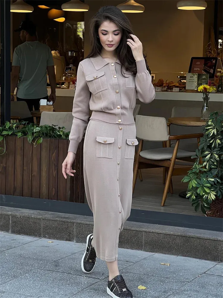 Save Big on Bulk Women's Knit Jackets Two Piece Knit Pants Set Women's  Fashion Knit Collar Top And Maxi Skirt Set, Lightweight Ultra Thin High  Waist