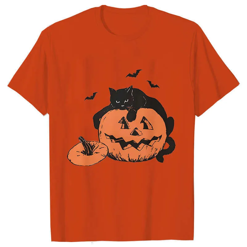 Camiseta De Halloween Para Mujer Con Diseño De Gato Negro Y Calabaza - Manga Larga, Cómoda, Perfecta Para La Temporada De Terror