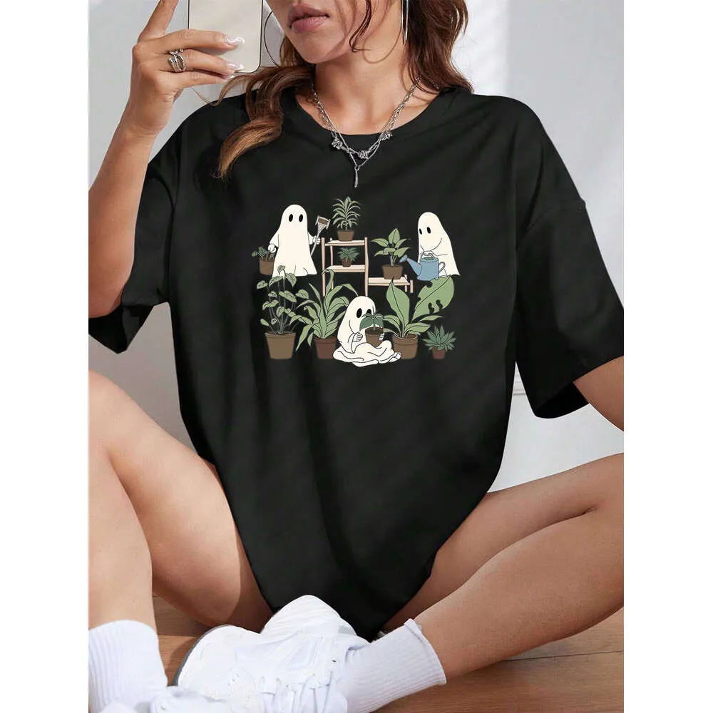 Camiseta Gráfica De La Planta Fantasma De Halloween Para Mujeres