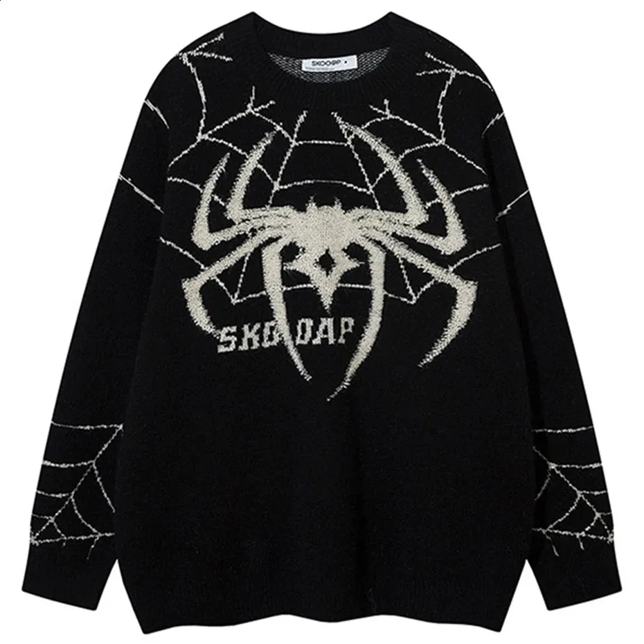 Oversized Spider Knit Sweater: Y2K Punk Gothic Harajuku Hip