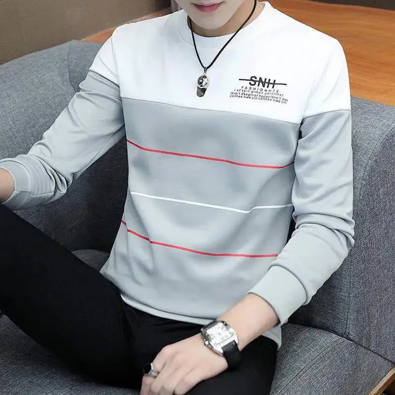 Men's Printed Long Sleeve shirt t shirt with Round Neck