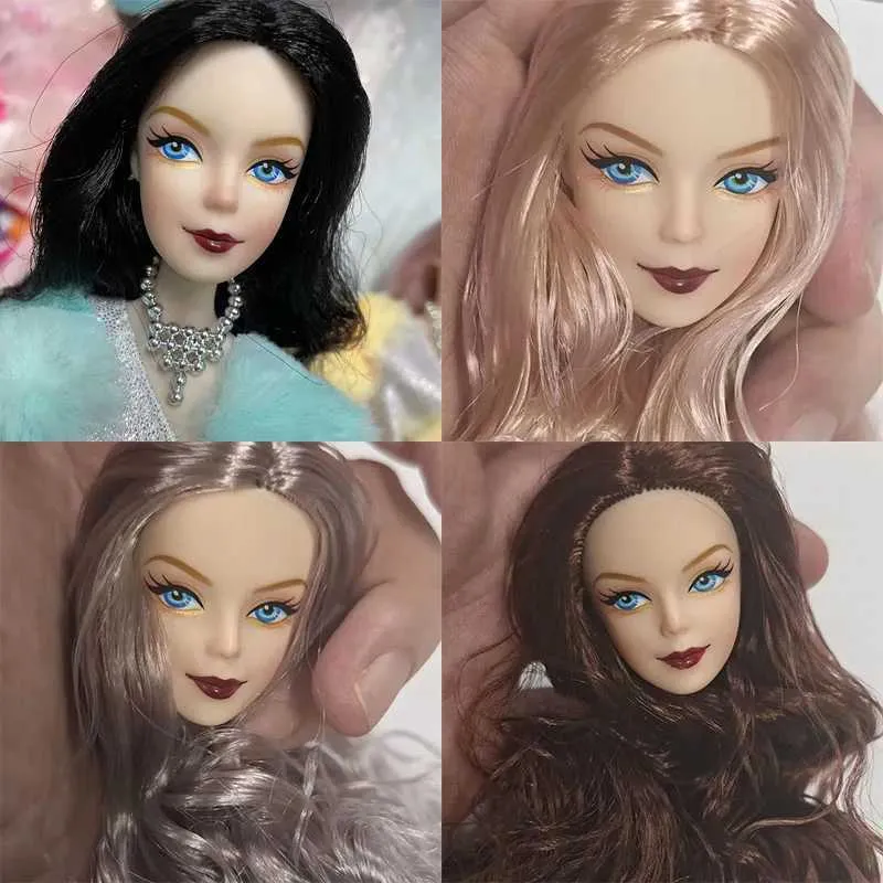 30cm Curly Hair Fashion Doll Head 1/6 Scale DIY Dress-Up