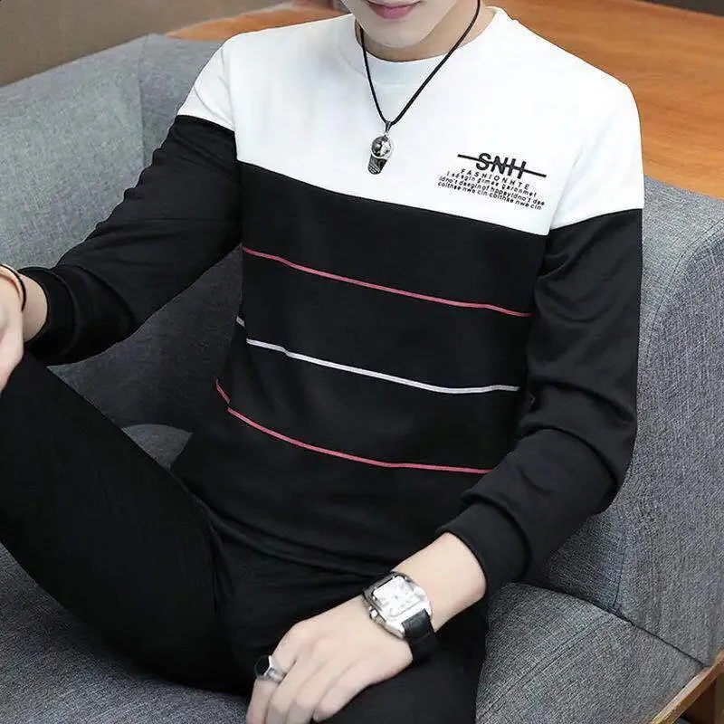 Men's Printed Long Sleeve shirt t shirt with Round Neck