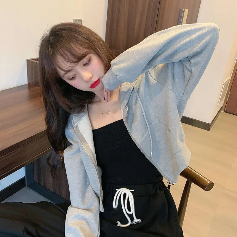 Chic Korean Solid Zip-up hoodie essential with Hat - Autumn