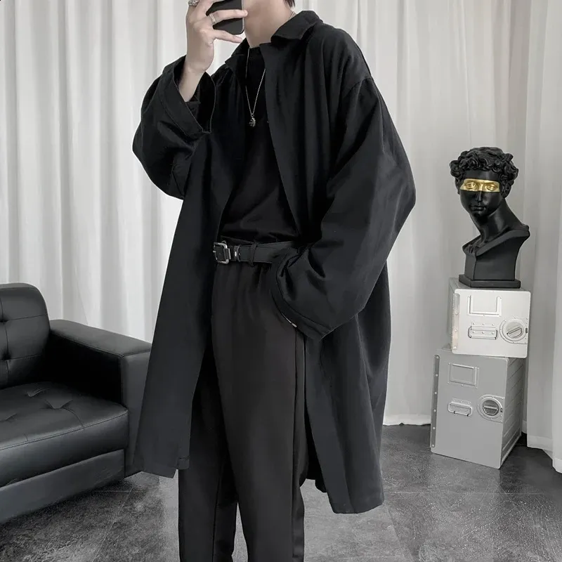 Male Trench Coat: Oversized Casual Outerwear With Open Stitch And