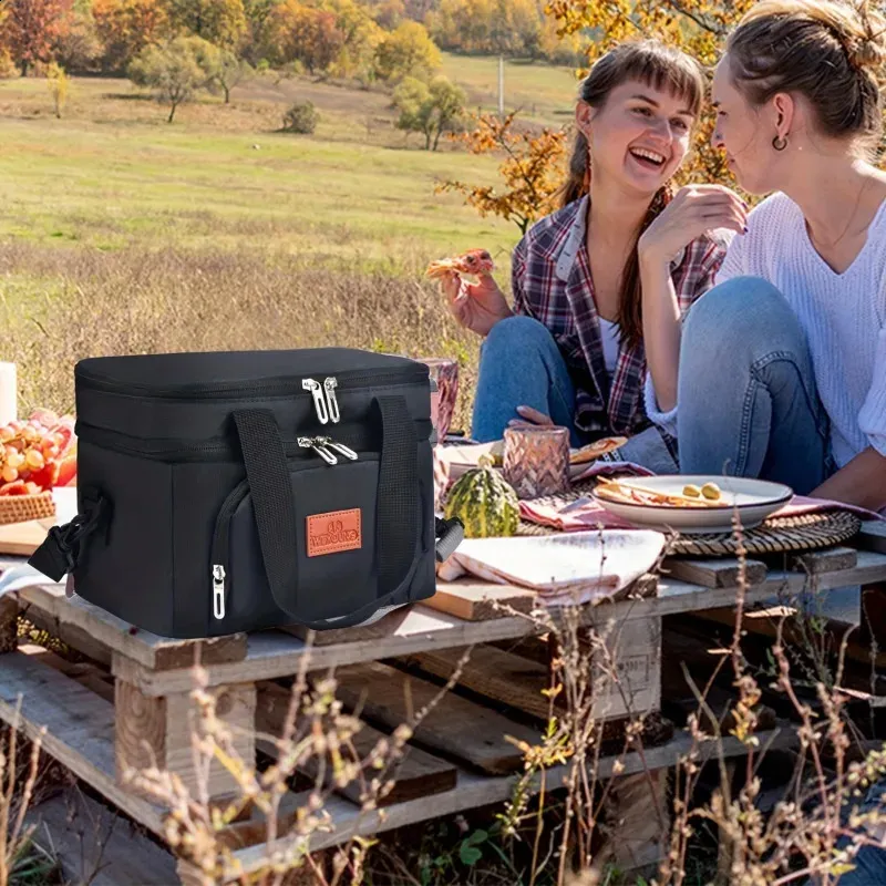 Large Capacity Insulated Lunch Bag for Women - Double-Layer Cooler Tote ...