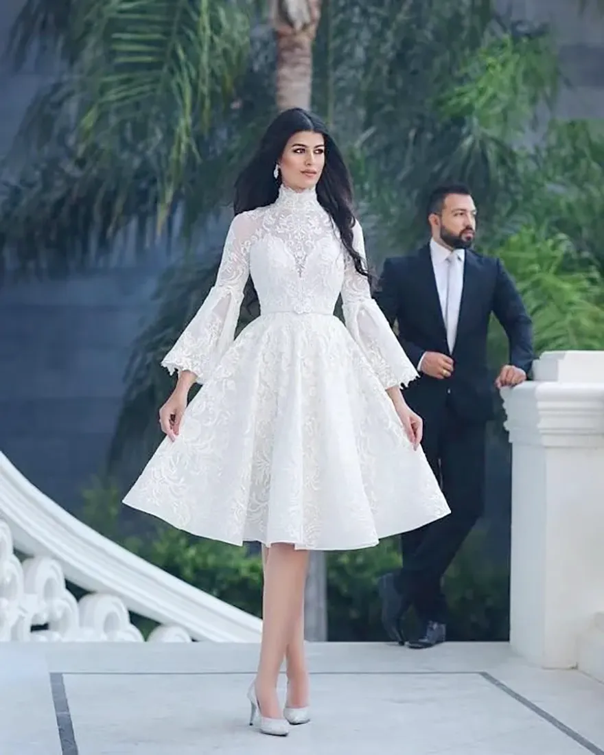Custom Made Arabic Wedding Gown Lace Applique High... From Verycute, $54.46  | DHgate.Com
