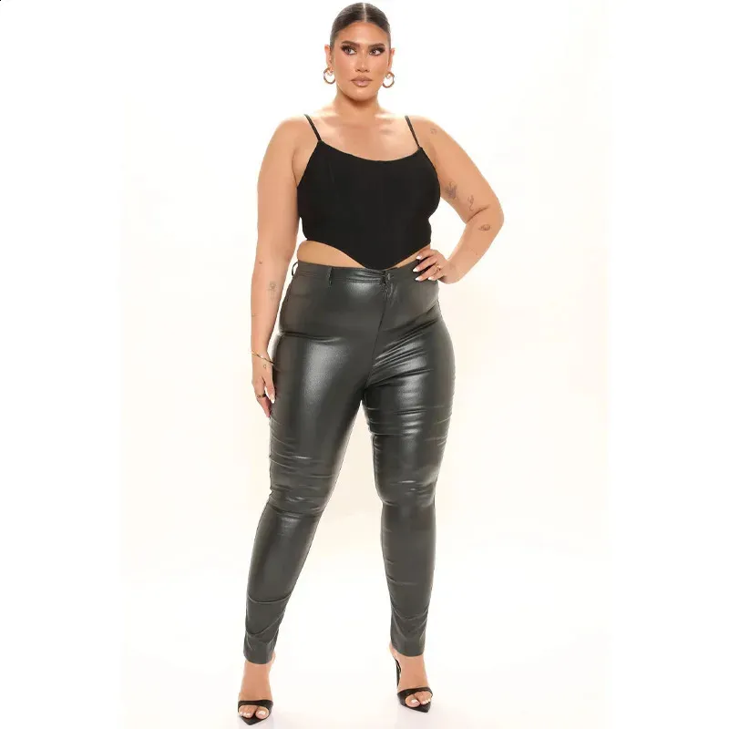 Women's High Waist PU Leather Pencil Pants - Slim Fit, Casual, Elastic Waist, XS-2XL Women's High Waist PU Leather Pencil Pants - Slim Fit, Casual, Elastic Waist, XS-2XL