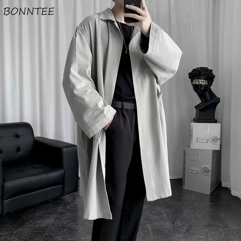 Male Trench Coat: Oversized Casual Outerwear With Open Stitch And