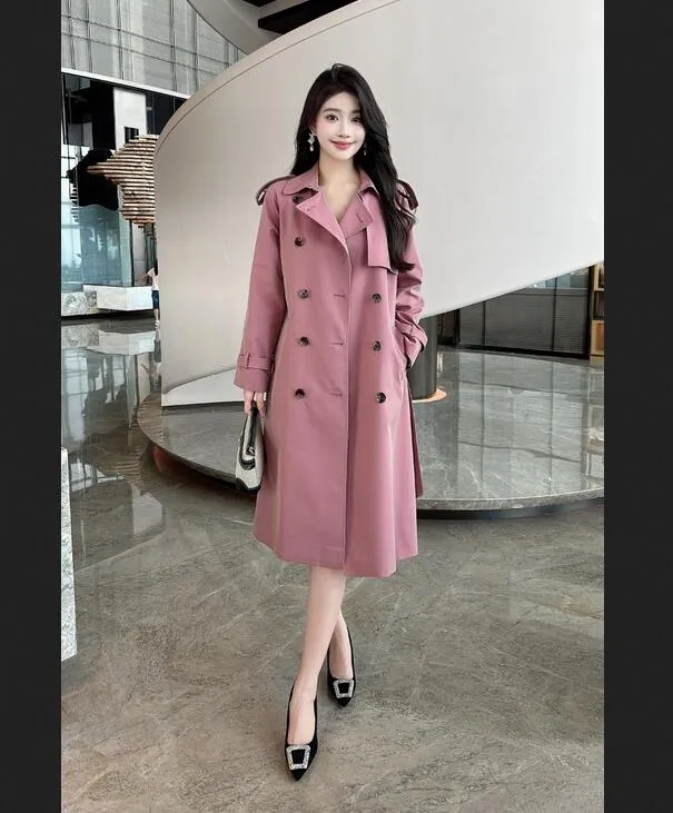nNEW CLASSIC women fashion brand design England trench coat high quality long style jacket double breasted cotton fabric big size trench for women
