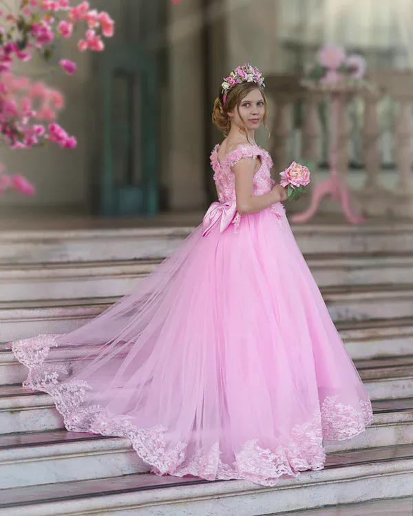 liaddkv Prinsessenjurk tule verjaardagsfeest jurk bruiloft strik meisjes kinderen pailletten feest meisjes jurk & rok meisjes regenboog gaas, lila, 5-6 Jaren